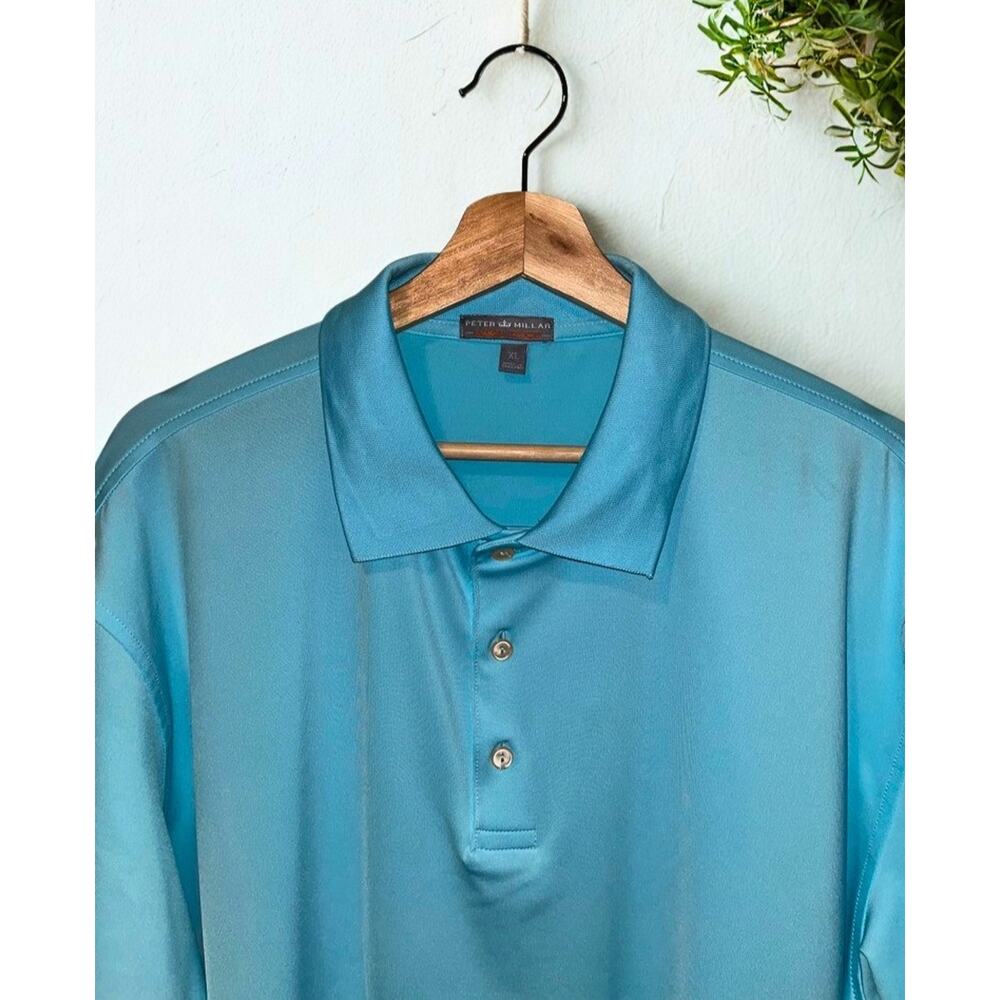 Peter Millar Tiffany & Co Summer Comfort Polo Shirt XL Blue Golf Logo Rare - Picture 6 of 13